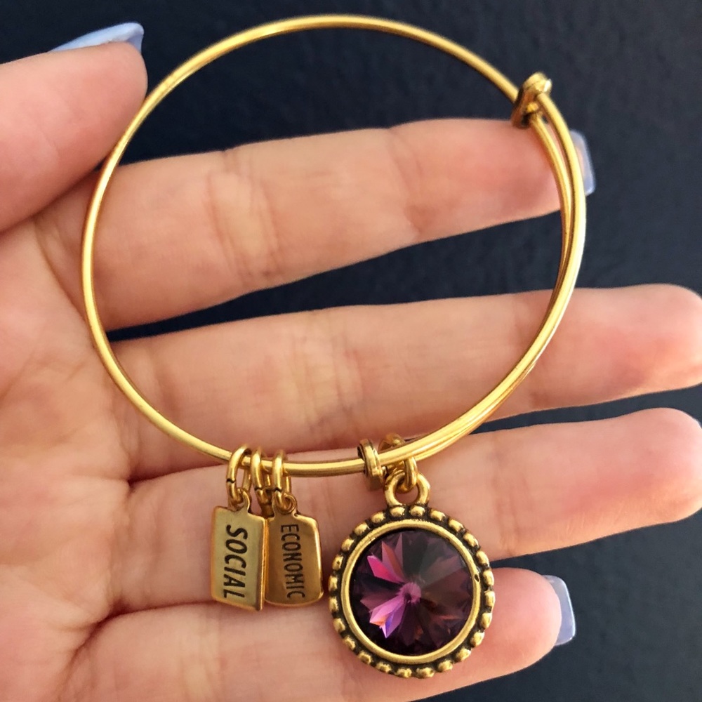 February Birthstone W/ Swarovski Crystal Bangle